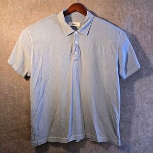 Buck Mason Mens XL Light Blue Cotton Jersey Short Sleeve Polo Shirt